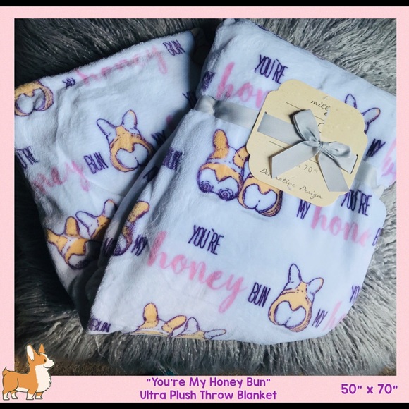 Milly You’re My Honey Bun Corgi Plush Blanket - Picture 8 of 8